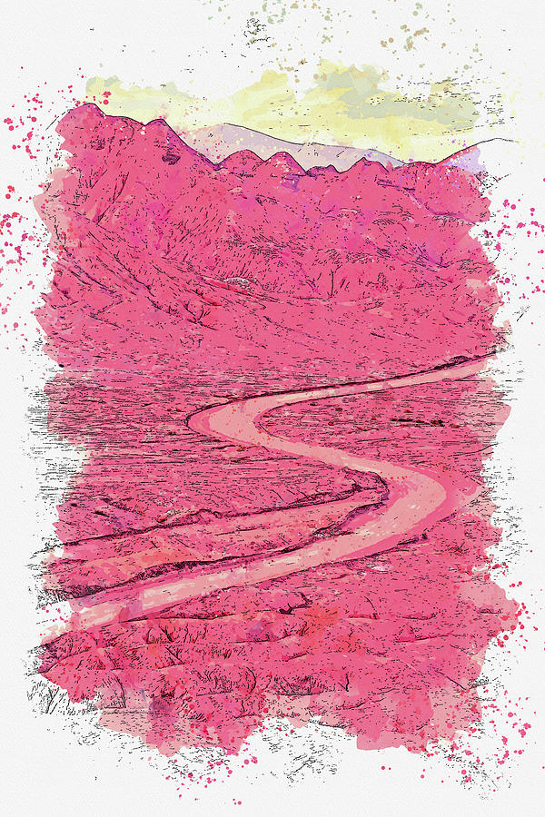Road To Atacama , Argentina In Watercolor Ca By Ahmet Asar Painting