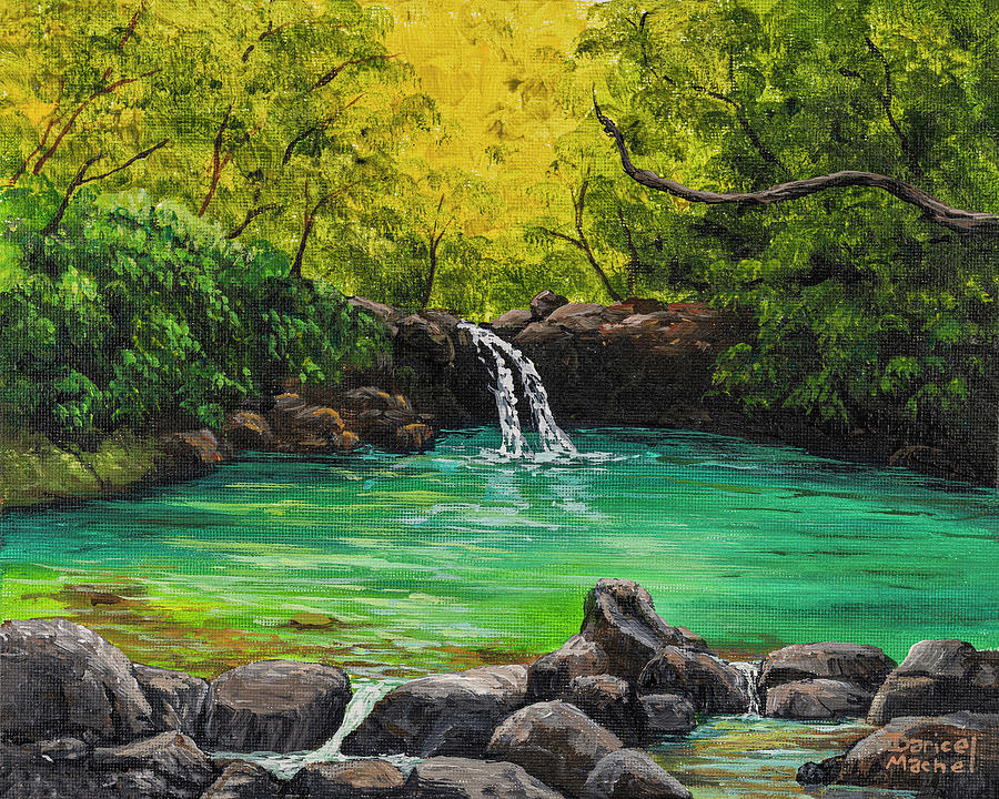 Road To Hana Waterfall Painting by Darice Machel McGuire