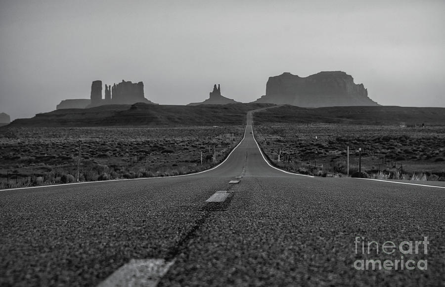 Road to Monument Valley BW Photograph by Andrea Anderegg