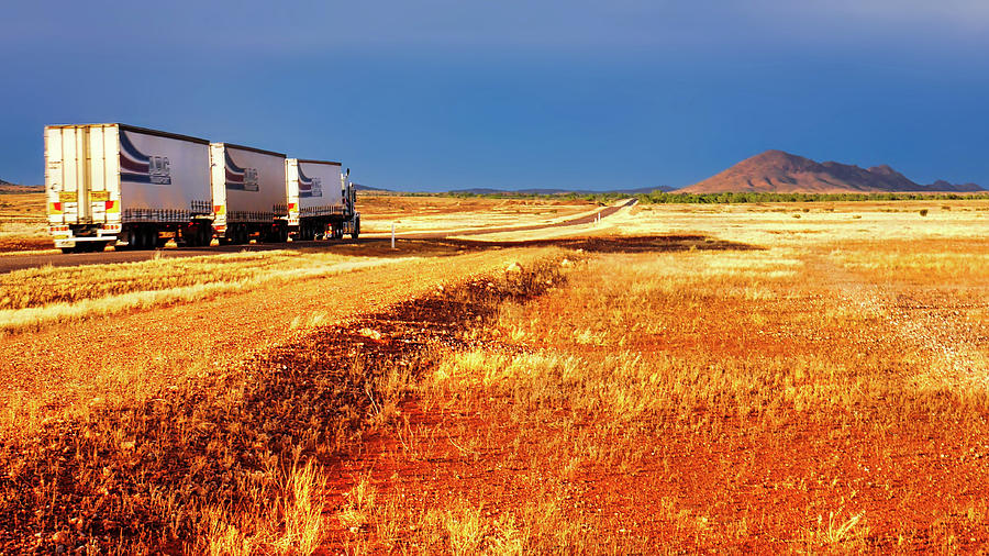 Road Train to Somewhere - Central Australia Photograph by Lexa Harpell