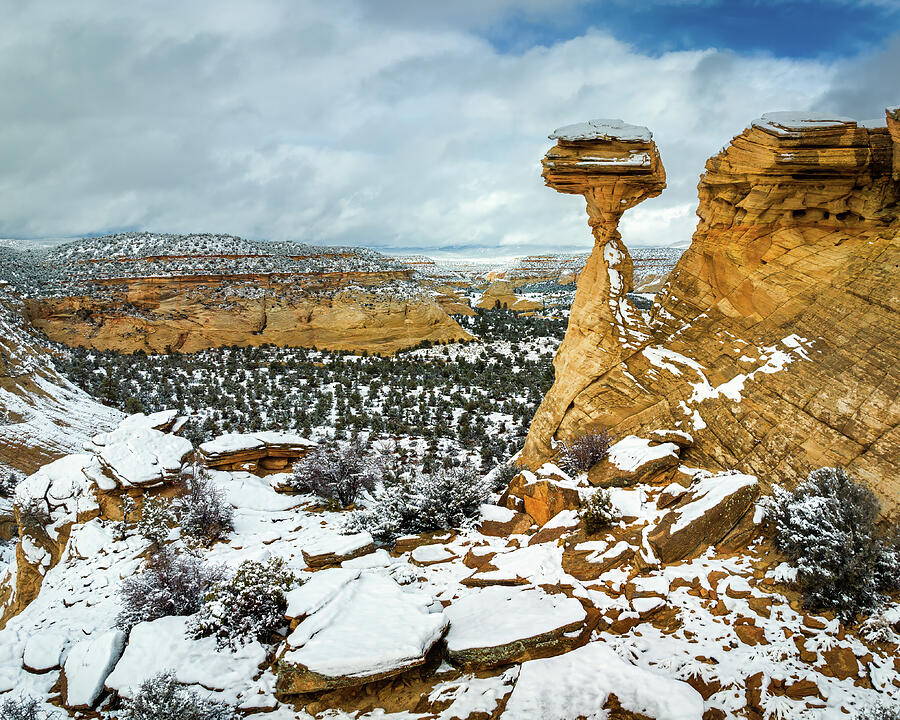 Roadside Boulder Hoodoo In Winter Photograph by Alex Mironyuk
