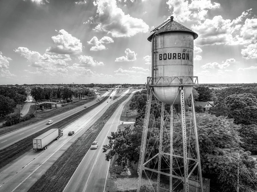 Roadside Bourbon Tower - Black And White Photograph by Gregory Ballos