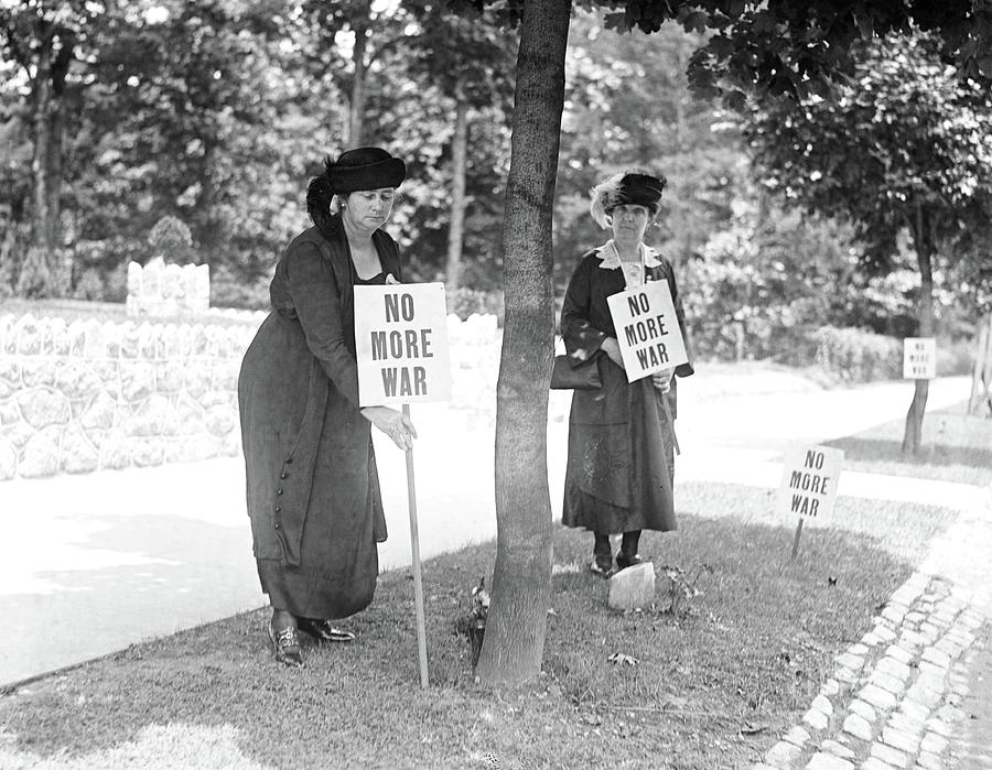 Roadside Picketers with Signs No More War, USA, circa 1922  Photograph by Harris and Ewing