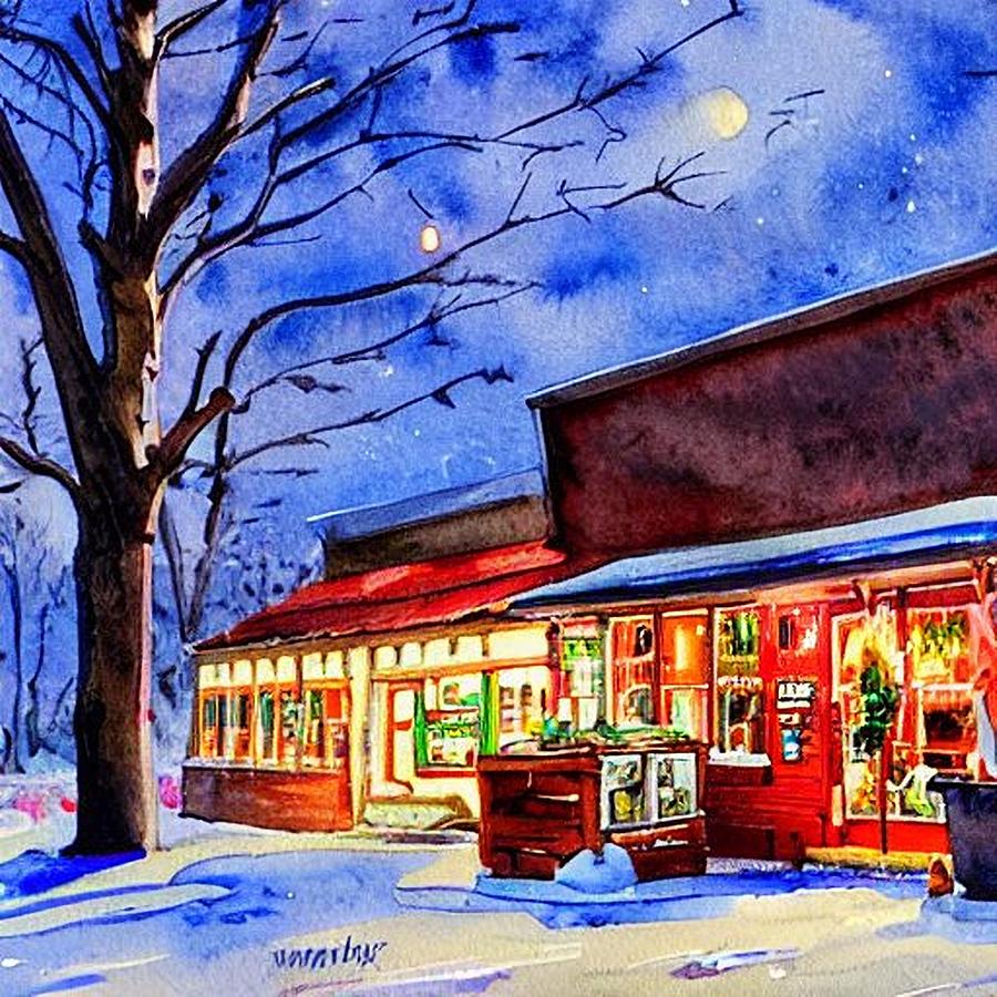 Roadside Stand Stanhope, New Jersey in the Snow Painting by Christopher Lotito