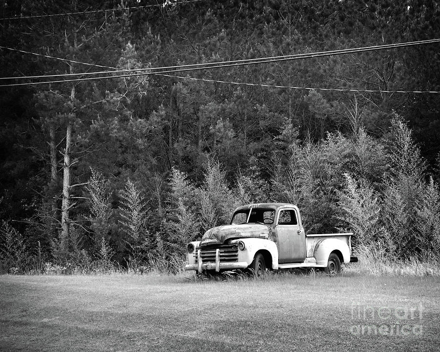 Texas Forgotten - Roadside Truck BW Photograph by Chris Andruskiewicz