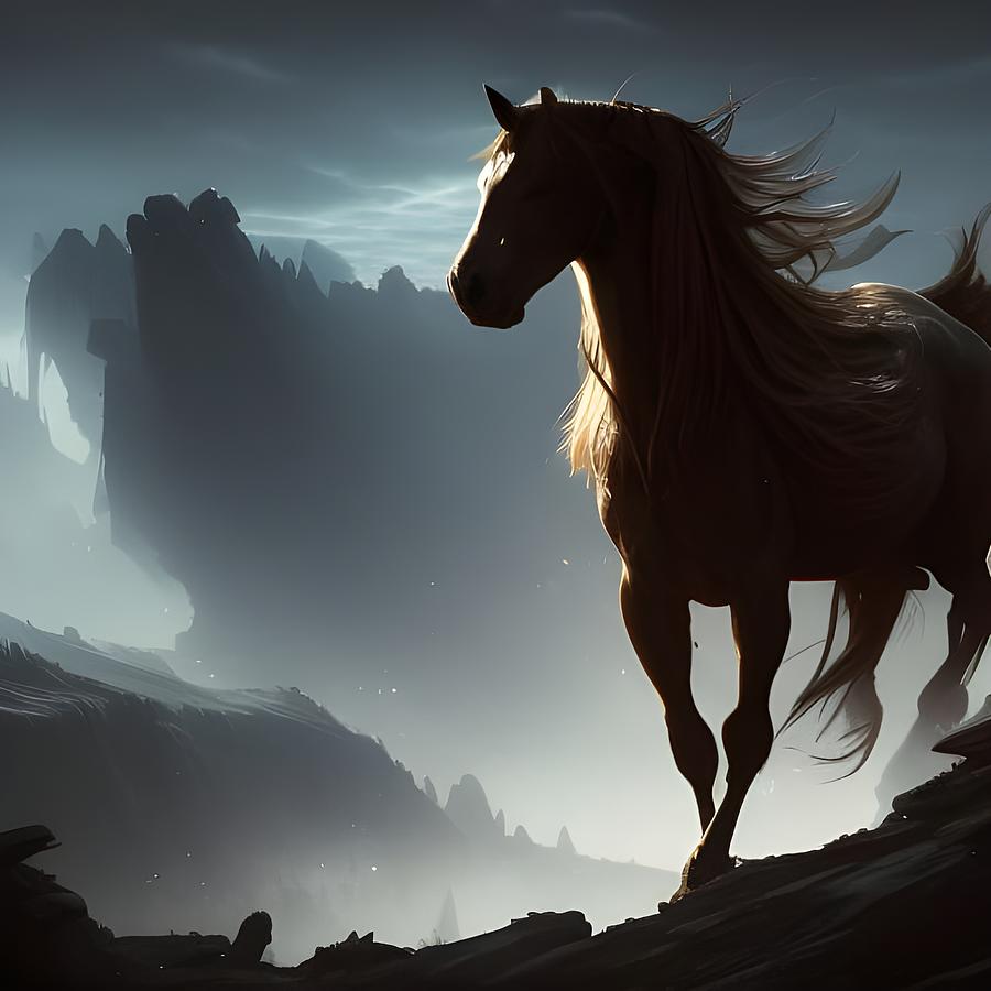 Roan Horse On The Top Digital Art by Mohit Nathani - Fine Art America