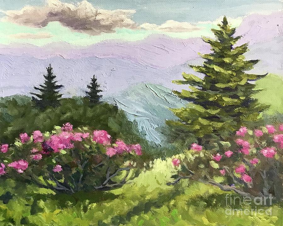 Roan Mountain Rhododendrons Painting by Anne Marie Brown