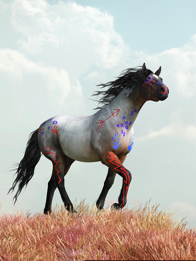 Roan War Horse Digital Art by Daniel Eskridge