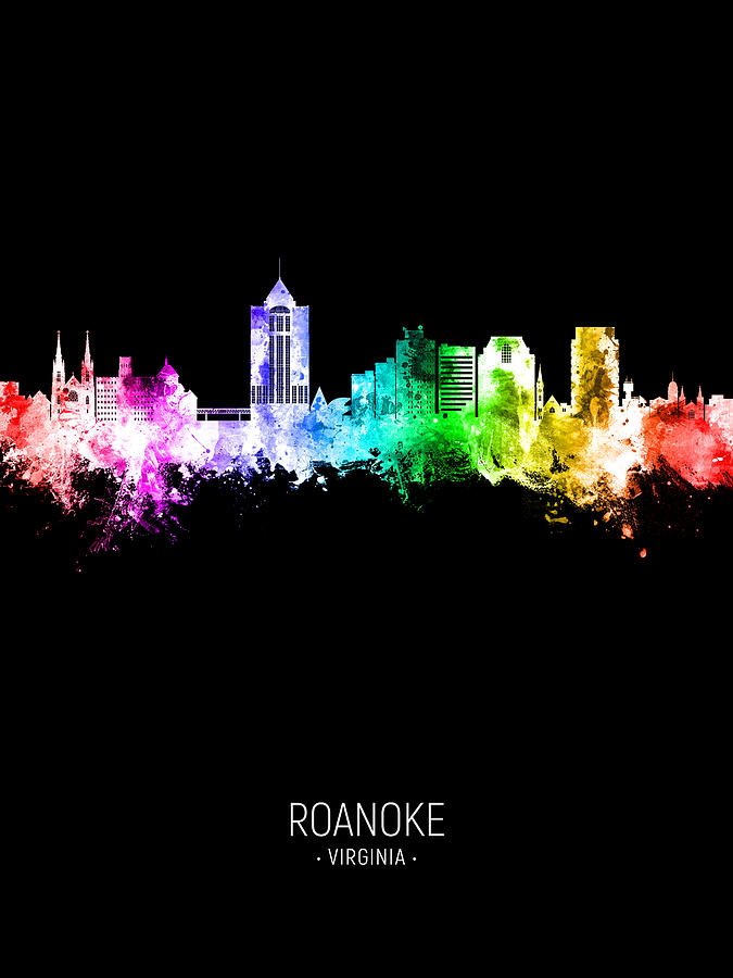Roanoke Virginia Skyline #02 Digital Art by Michael Tompsett