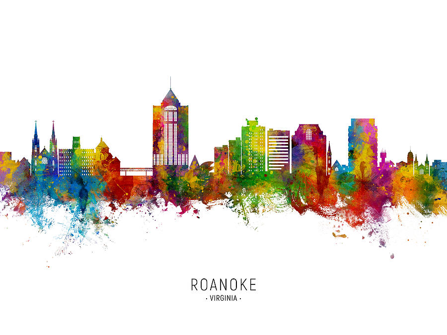 Roanoke Virginia Skyline #74 Digital Art by Michael Tompsett