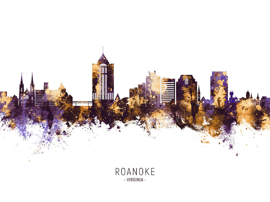 Roanoke Virginia Skyline #76 Digital Art by Michael Tompsett