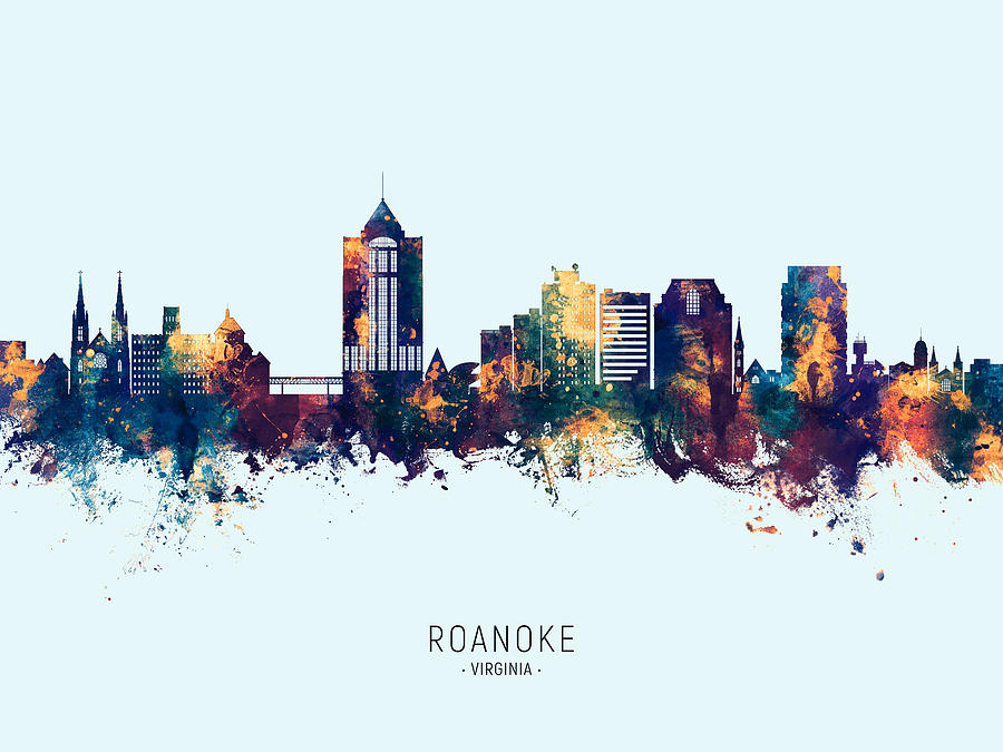 Roanoke Virginia Skyline #77 Digital Art by Michael Tompsett