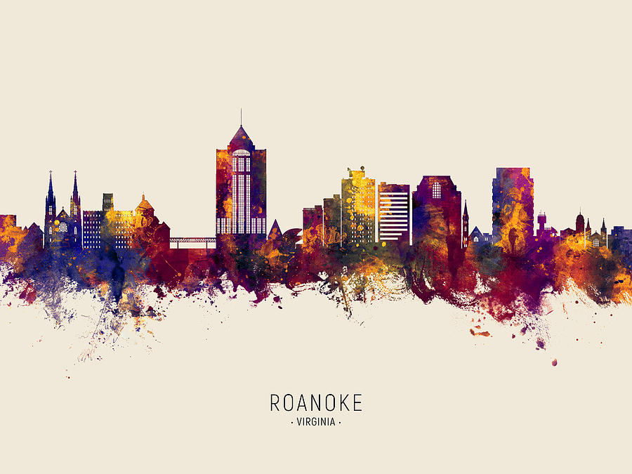 Roanoke Virginia Skyline #79 Digital Art by Michael Tompsett