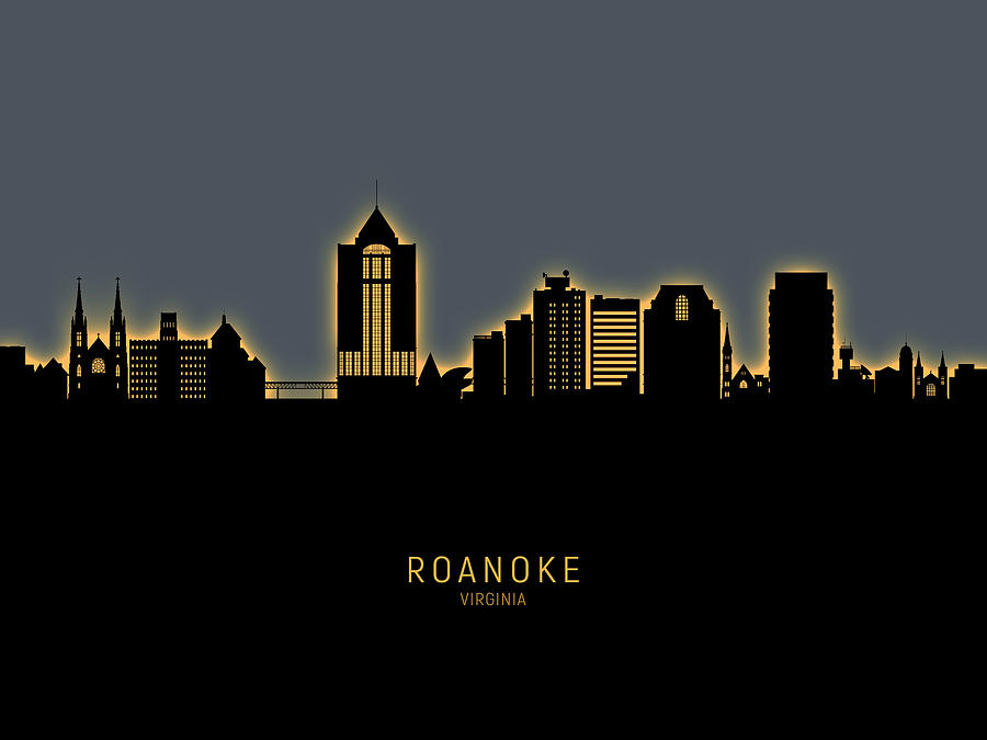 Roanoke Virginia Skyline #87 Digital Art by Michael Tompsett