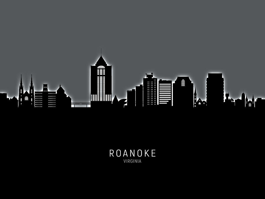 Roanoke Virginia Skyline #88 Digital Art by Michael Tompsett