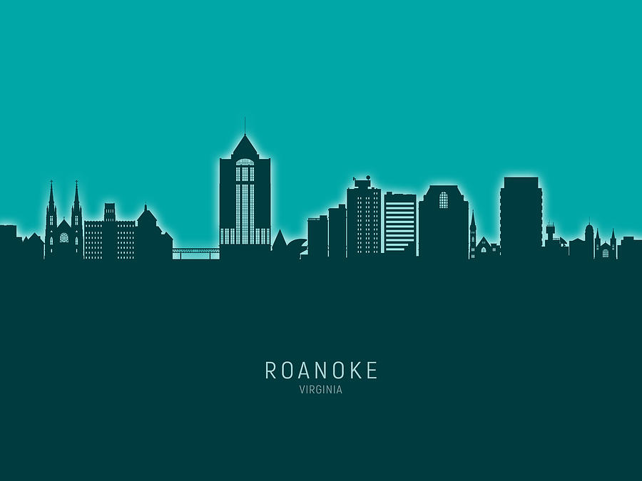 Roanoke Virginia Skyline #89 Digital Art by Michael Tompsett