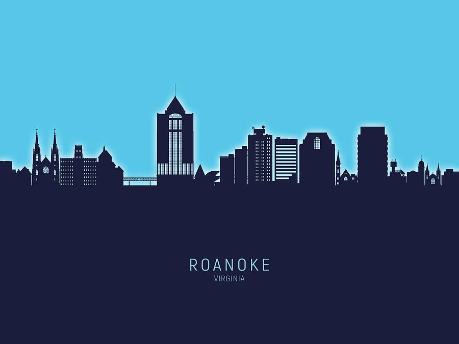 Roanoke Virginia Skyline #90 Digital Art by Michael Tompsett
