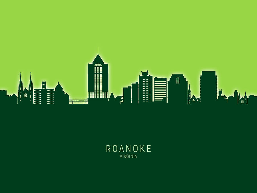 Roanoke Virginia Skyline #91 Digital Art by Michael Tompsett