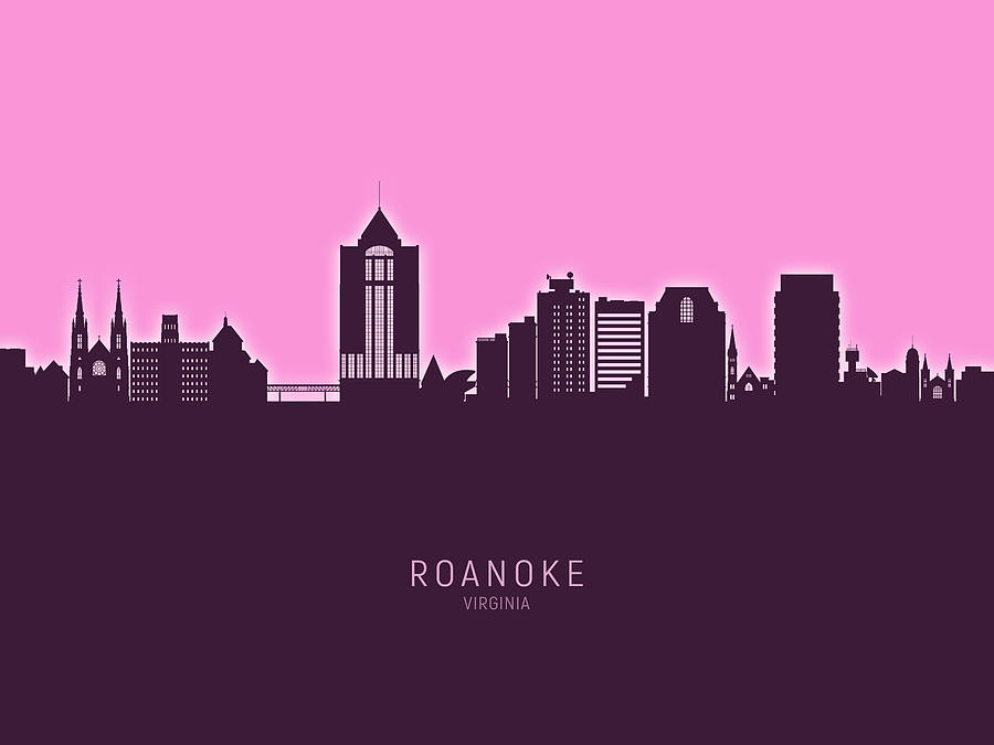 Roanoke Virginia Skyline #92 Digital Art by Michael Tompsett