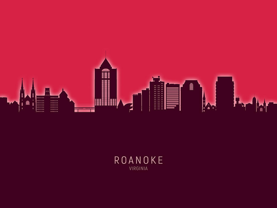 Roanoke Virginia Skyline #93 Digital Art by Michael Tompsett