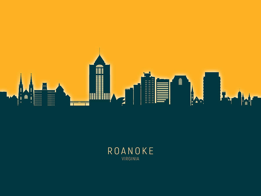 Roanoke Virginia Skyline #94 Digital Art by Michael Tompsett