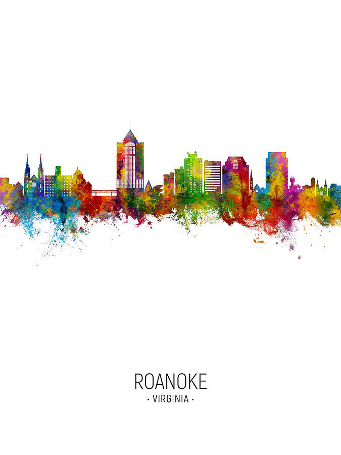 Roanoke Virginia Skyline #96 Digital Art by Michael Tompsett