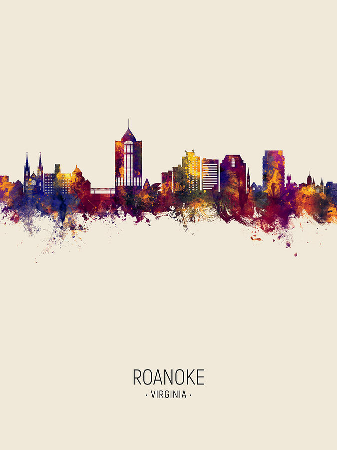 Roanoke Virginia Skyline #97 Digital Art by Michael Tompsett