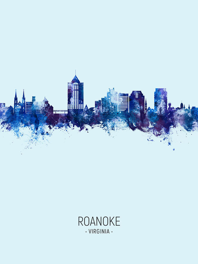 Roanoke Virginia Skyline #98 Digital Art by Michael Tompsett