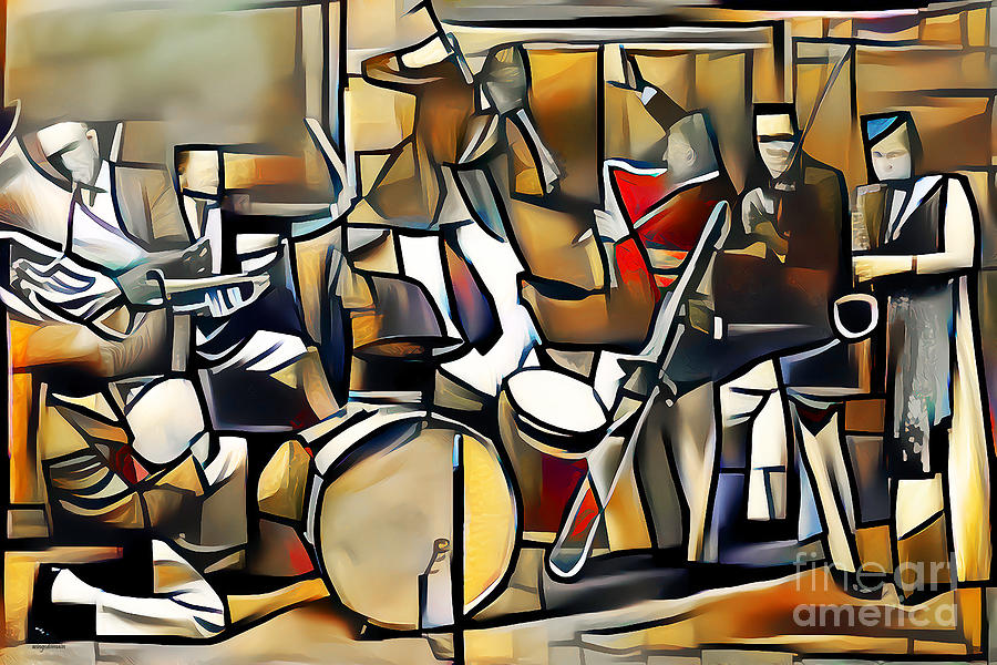 Roaring 1920s Jazz Band in Vibrant Contemporary Cubism Colors 20210512 Photograph by Wingsdomain Art and Photography