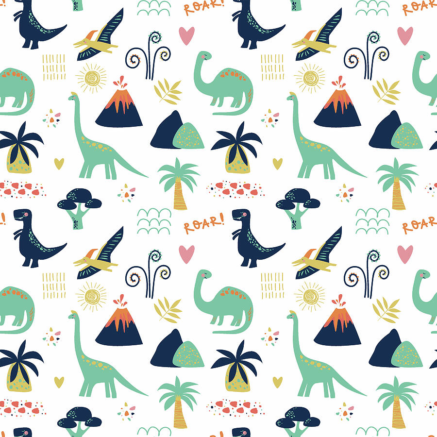 Roaring Dino Adventure design pattern Digital Art by Thursina Roaring Dino Adventure design pattern Digital Art by Thursina