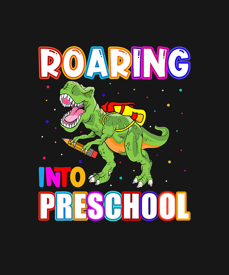 Roaring Into Preschool T Rex Dinosaur Boys Drawing by DHBubble - Pixels