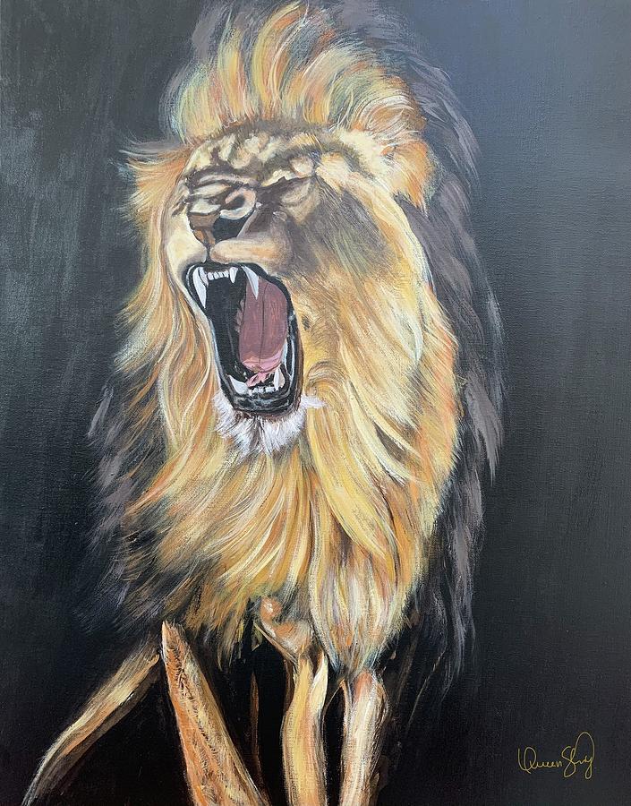 Roaring Lion 2 Painting by Queen Gardner