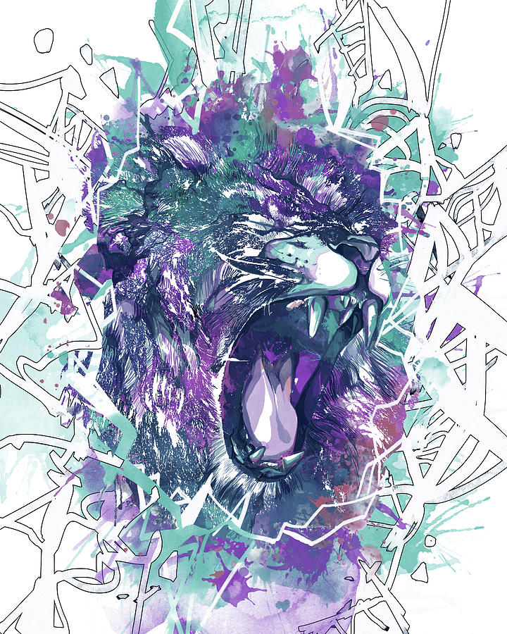 Roaring Lion Abstract V2 Digital Art