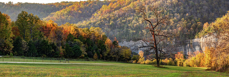 Roark Bluff Autumn Panorama In The Ozark Mountains Photograph by Gregory Ballos