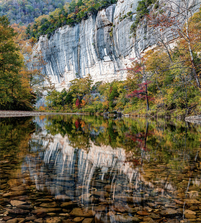America Photograph - Roark Bluff Autumn Reflections Along The Buffalo River by Gregory Ballos