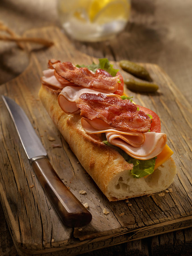 Roast Turkey BLT and Cheese Sandwich on a baguette Photograph by LauriPatterson