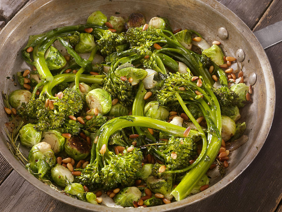 Roasted Broccolini and Brussels sprouts Photograph by LauriPatterson