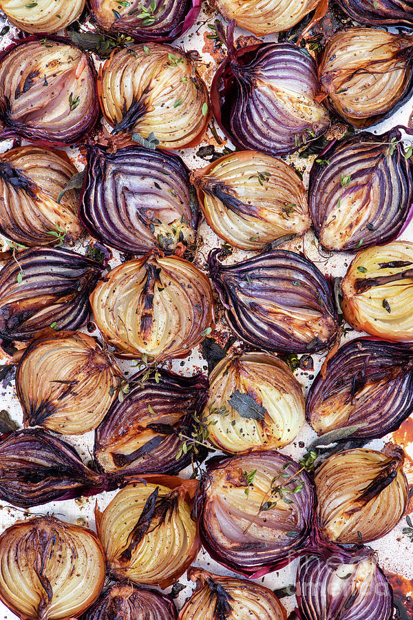 Roasted Onions on a Baking Tray Photograph by Tim Gainey