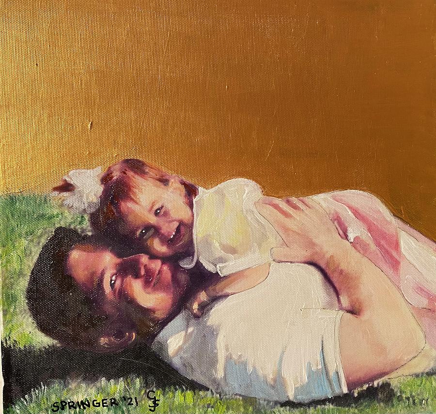 Rob Stein and child Painting by Gary Springer