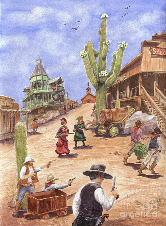 Robbery At High Noon Painting by Marilyn Smith