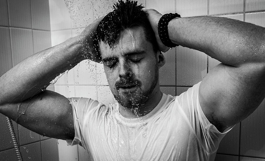 Robbie, stressed in the shower Photograph by Jim Whitley