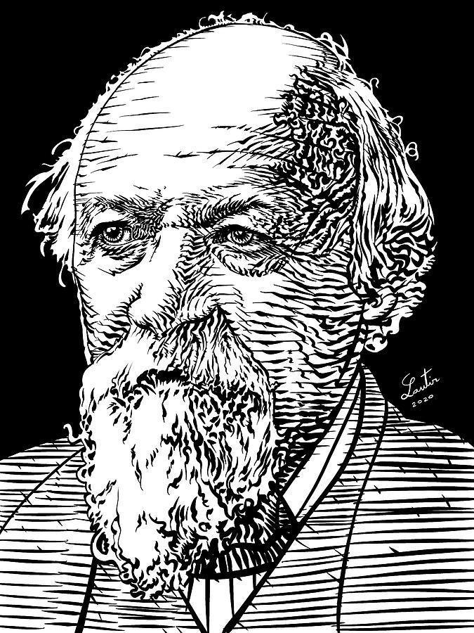 ROBERT BROWNING ink portrait Drawing by Fabrizio Cassetta - Pixels