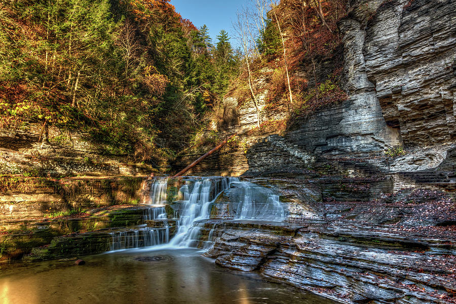 Robert H Treman Autumn Waterfall Photograph by Chad Dikun