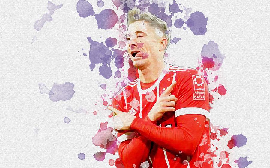 Robert Lewandowski Bayern Munich Football Art Bundesliga Footballers ...