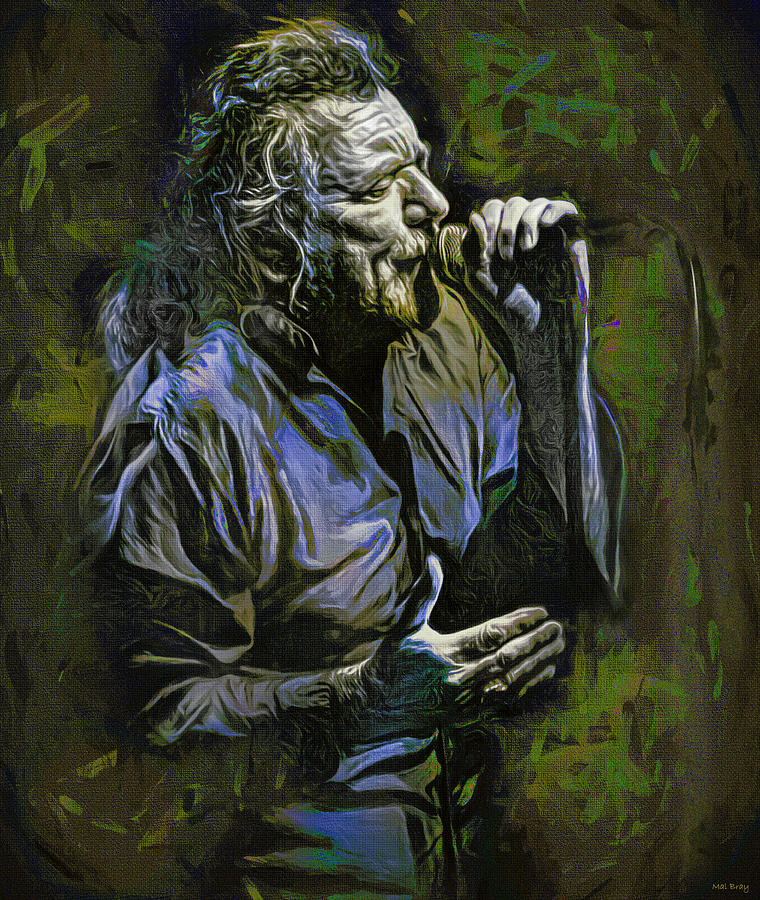 Robert Plant Live Mixed Media by Mal Bray
