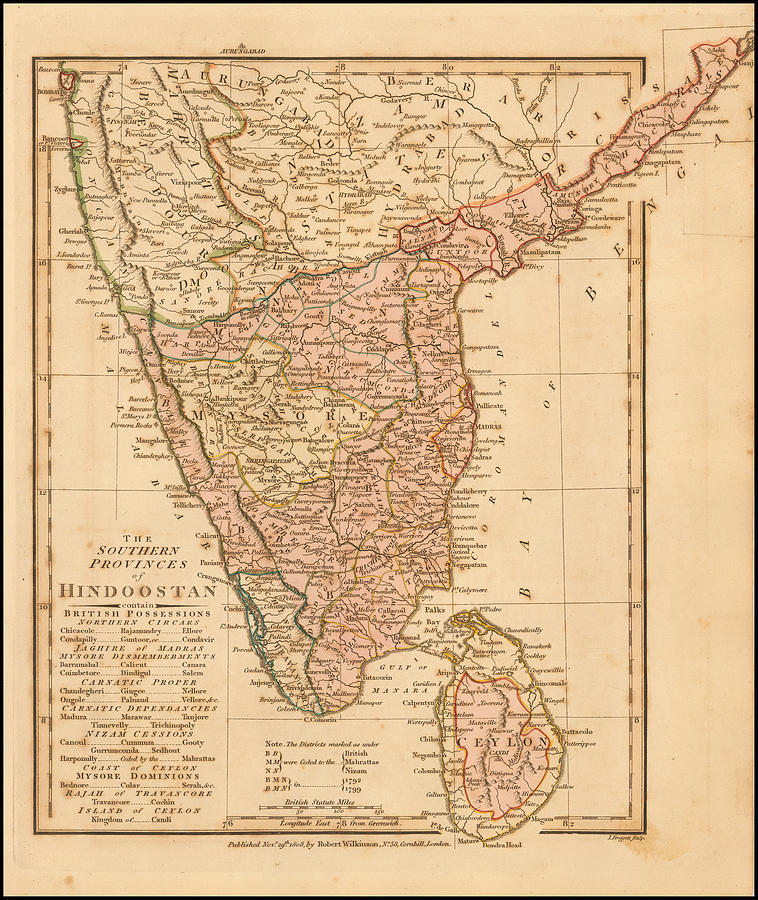 Robert Wilkinson Title The Southern Provinces of Hindoostan 1808 ...