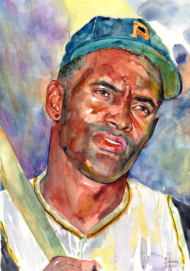 Major League Movie Painting - Roberto Clemente Portrait by Suzann Sines