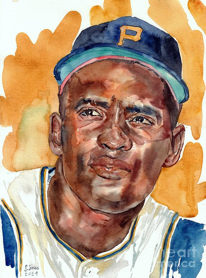 Major League Movie Painting - Roberto Clemente Watercolor by Suzann Sines