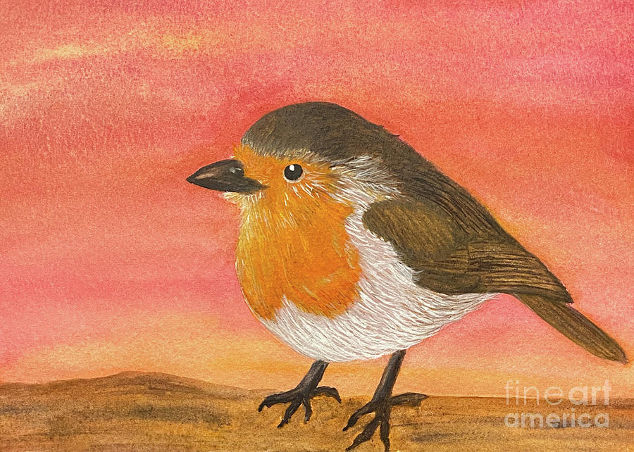 Robin at Sunset Painting by Lisa Neuman