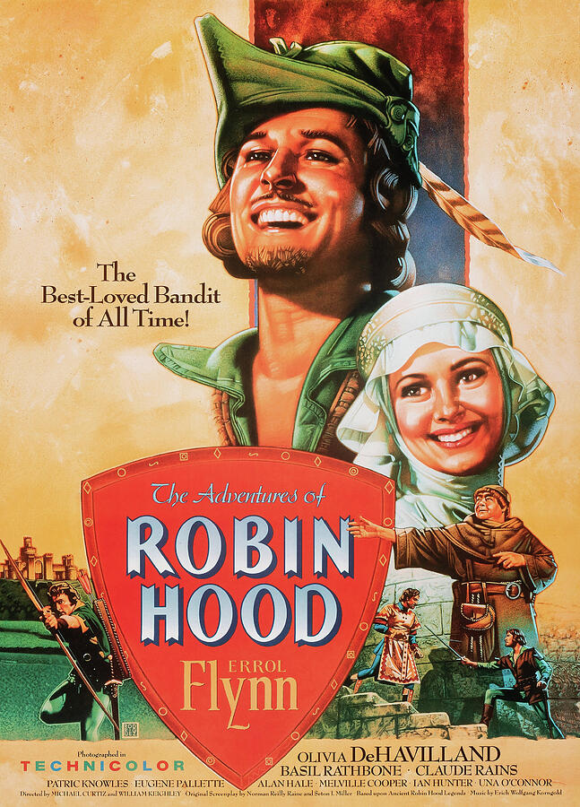 Errol Flynn Mixed Media - Robin Hood 1938 by Movie World Posters